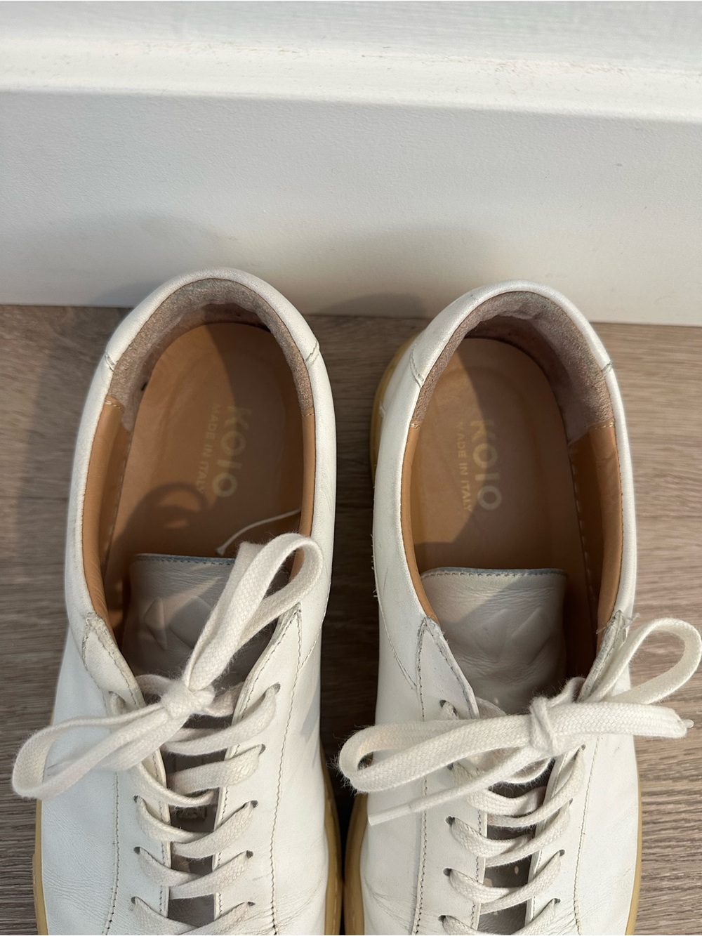 KOIO Capri Leather Sneakers — White with Light Gum Sole - Picture 4 of 8